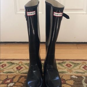 Hunter Boots, Gloss Black, 8